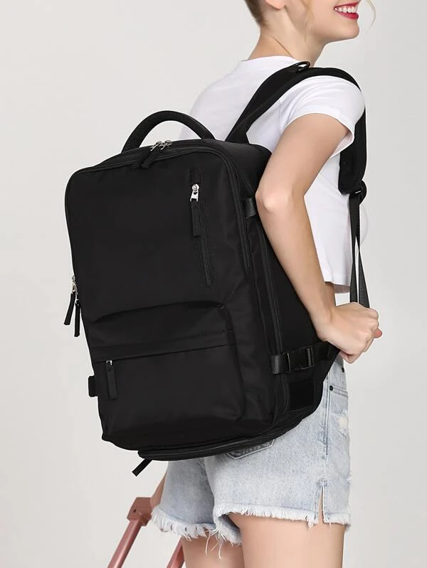 Bear & Release Buckle Decor Functional Backpack